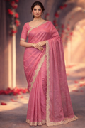 Rose Blush Elegance Embroidered Saree