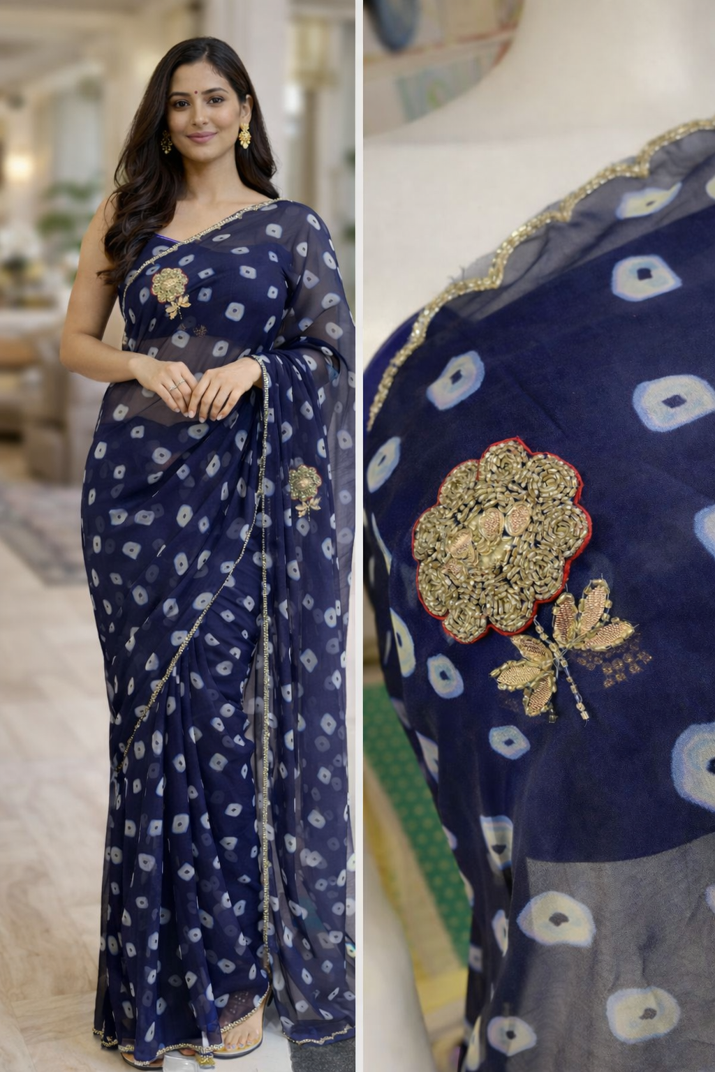 Bandhej Bloom Saree