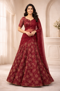 Maroon Noorja Embroidered Lehenga