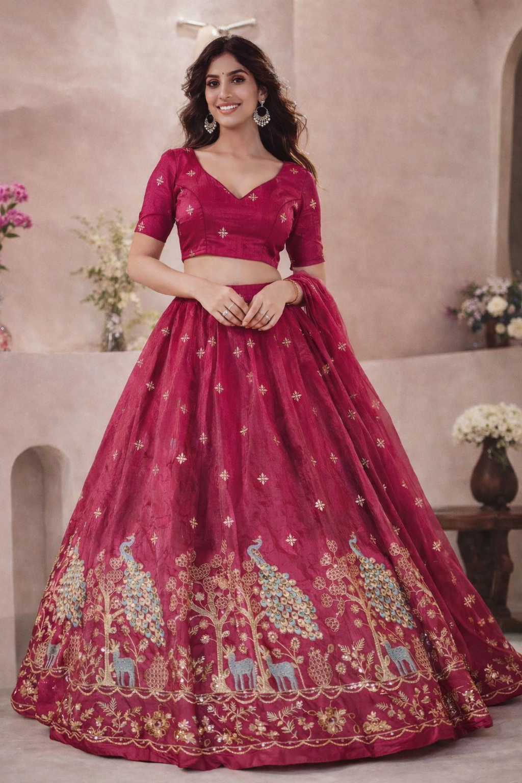 Meher Wine Silk Lehenga