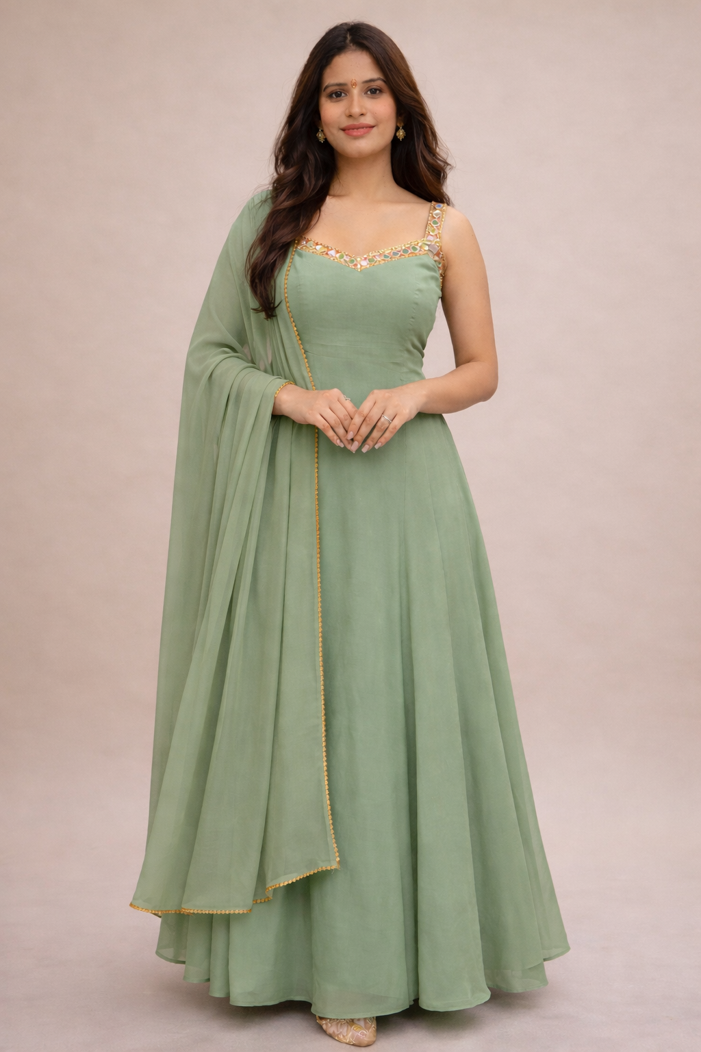 Crimson Elegance Anarkali Suit Set