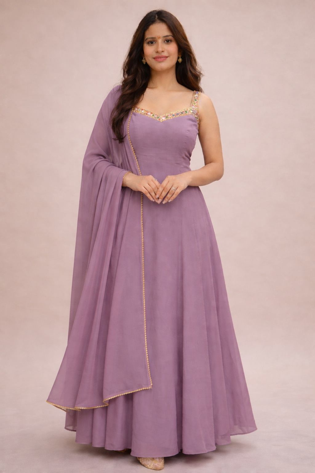 Crimson Elegance Anarkali Suit Set