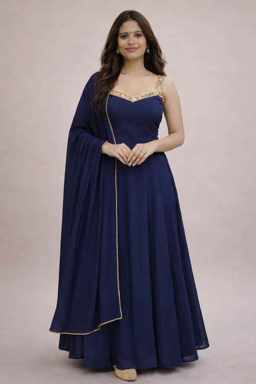 Crimson Elegance Anarkali Suit Set