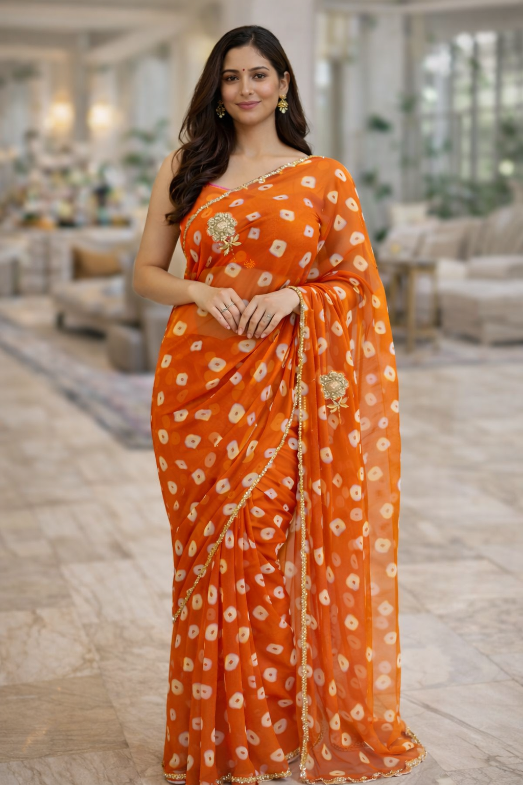 Bandhej Bloom Saree